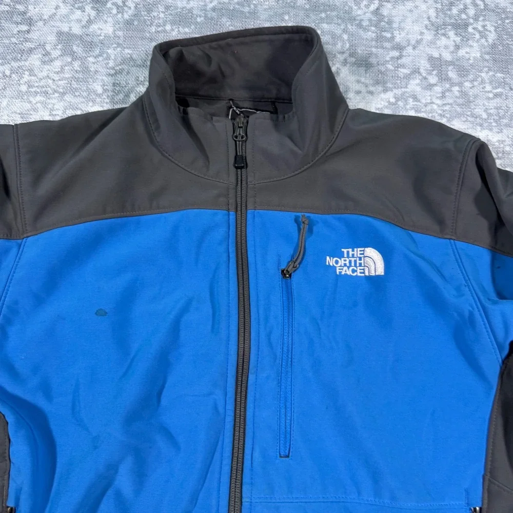 The North Face Apex Bionic Jacket Mens Medium Blue Grey Softshell Windproof Coat